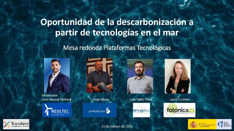 Mañana, en el marco del Foro Transfiere: mesa redonda Oportunidades de la descarbonización a partir de tecnologías en el mar.